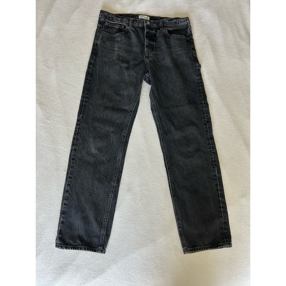 FRAME Women's Jeans "The Straight" Black Denim Size 32 - Picture 3 of 7